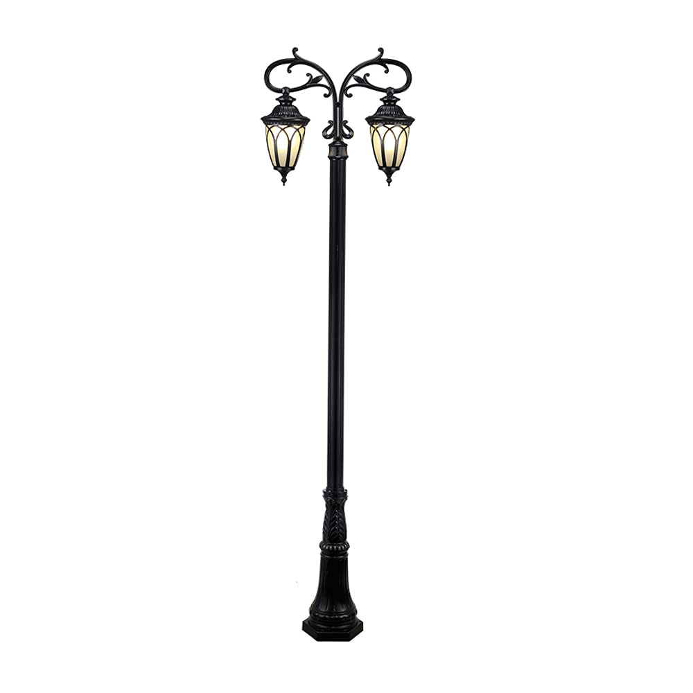 Latarnie zewnętrzne, aluminiowa lampa podłogowa na trawnik uliczny E27 podjazd oświetlenie kolumnowe krajobrazowe IP55 wodoodporna wiktoriańska Retro wysoka słupowa lampa słupkowa 2-światła Vintage la