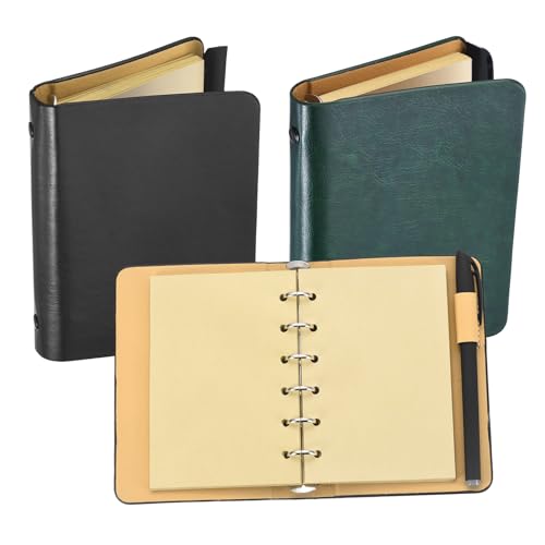 Carpeta de cuero A7 de 6 anillas PATIKIL con recambio de hojas kraft
