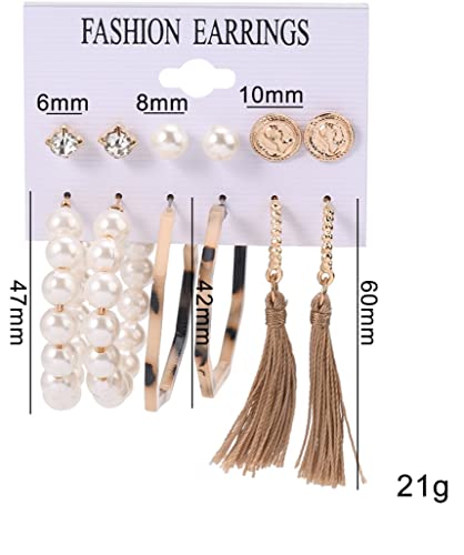 Image of ANNACREATIONS Stylish combo of pearl stud hoop earrings set for Women Girls