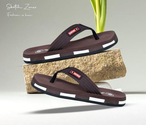 Image of Zebra Mens Rubber Slippers Daily Use Flat Chappals with Anti-Slip Sole Lightweight, Durable & Stylish Footwear