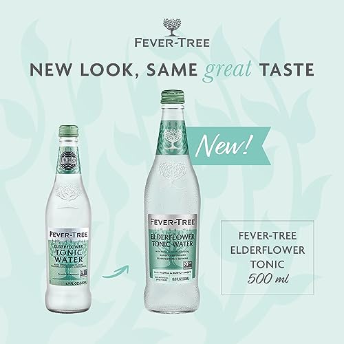 Image of Fever-Tree Tonic Water Glass Bottles, No Artificial Sweeteners, Flavorings & Preservatives, Elderflower, 16.9 Fl Oz (Pack of 8)