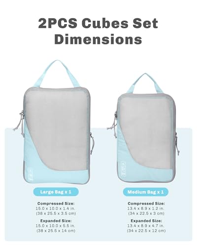 Image of 2 Set Compression Packing Cubes for Suitcases,Luggage,Travel Bag Organizer