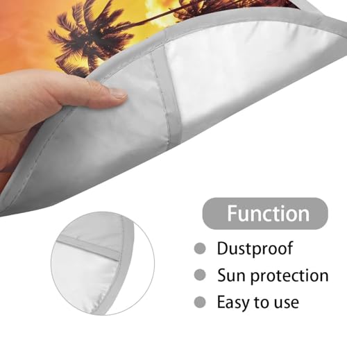 Image of Coconut Tree Car Sun Shade for Car Steering Wheel Cover Foldable Anti Heat Automotive Steering Wheel Heat Shield Cover Easy Installation Universal Steering Wheel Shield