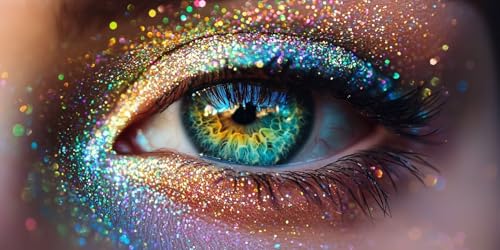 Broderie diamant maquillage des yeux 100x200cm, art mural géant haut de gamme