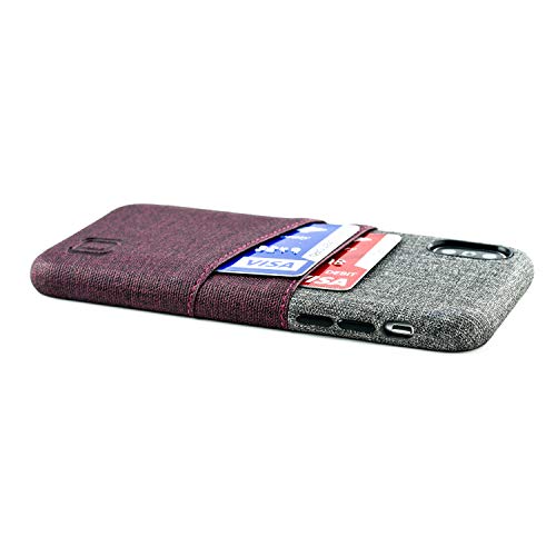 Dockem Luxe Iphone X/Xs Wallet Case: Slim Minimalist Case W/ 2 Credit Card Holder Slots: Ultragrip Canvas Style Synthetic Leather (Maroon And Grey) #TOP4