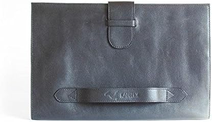 Black Luxury Professional Full Grain Leather Portfolio/Organizer/Folio with Front Handle, 11" Notebook/Tablet, Premium Materials, Functional Design, A4 Documents