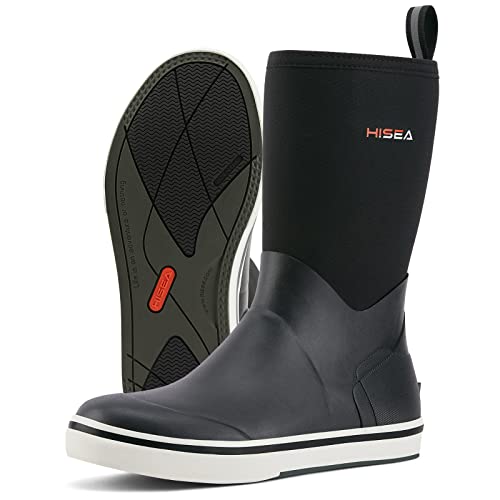 HISEA Men's Rubber Rain Boots Waterproof Garden Fishing Outdoor Deck