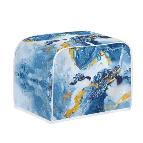 Image of Talayituse Turtle Marble Print Toaster Cover 2 Slice Wide Slot, Lightweight Bread Maker Cover Dust Protection Washable Appliance Bag, S
