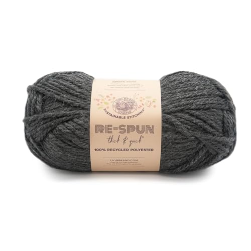 Image of Lion Brand Yarn, Re-Spun Thick & Quick Yarn, Raven, Black, 1 Pack