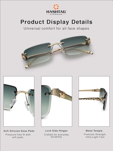 Image of HASHTAG EYEWEAR Men's Stylish Fashion Sunglasses | UV400 Protection | Branded Metal Frame | Trendy Eyewear for Men | Summer, Outdoor, Driving, and Beach Use | Lightweight and Comfortable
