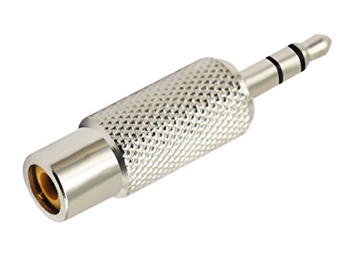 zdyCGTime RCA to 3.5MM Audio Adapter Metal 3.5mm (1/8 Inch) Stereo Plug Male to RCA Female Jack Adaptor Connector(Silver)(2 Packs, 3-Pole) - Thumbnail 4
