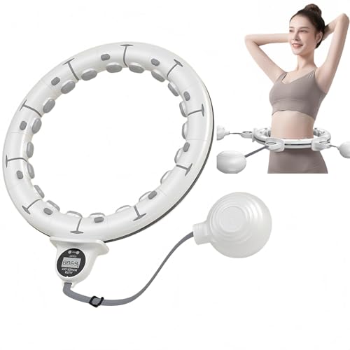 フラフープ ダイエット用 スマートフラフープ 組み立て式 人気 フィットネスフープ エクササイズ 運動器具 ダイエット器具 大人・子供兼用 サイズ調整可能 直径約65~110CM (ホワイト)