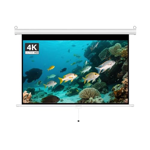 Écran de Projection Manuel déroulable de 100 Pouces, écran de cinéma Mural de 60 Pouces avec Verrouillage Automatique pour salles de cinéma Maison(84 inch 16: 9)