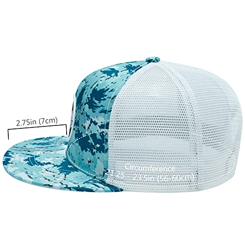 Image of BASSDASH Flat Brim Trucker Cap Adjustable Snapback Hat Mesh Back for Men Women