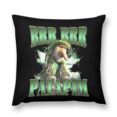 Brr Brr Patapim イタリアンブレインロット クッションカバー 装飾枕カバー 子供用 40×40cm 座布団カバー おしゃれ ソファ背当て 抱き枕 お昼寝枕 隠しジッパー 寝室用 アニメ 萌えグッズ 誕生日 プレゼント