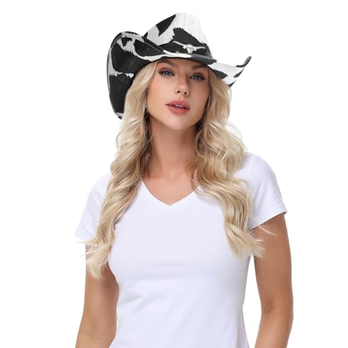 Image of WQWOVRVO Cowboy Hat,Cowgirl Hat,Western Cowboy Hats for Women /Mens /Straw Wide with Shapeable Brim Cowboy Hat for Womens