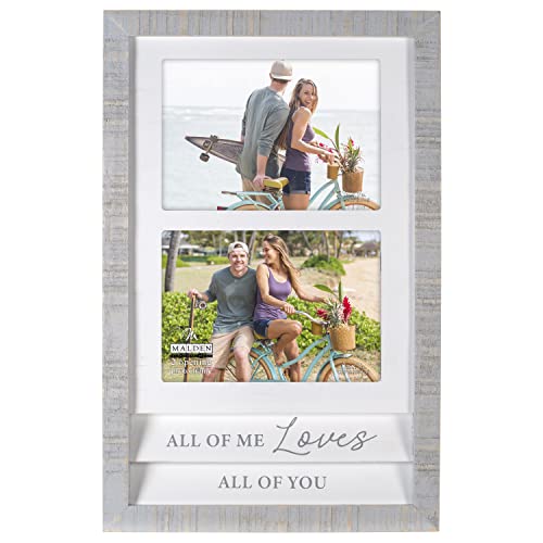 Malden International Designs 5x7 All Of Me Loves All Of You Double Opening White Gray Shutter Frame