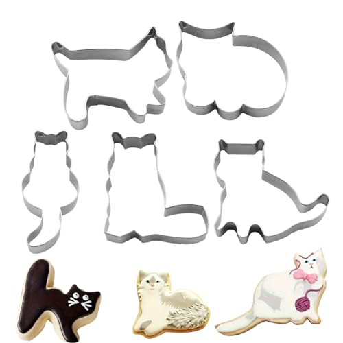 Cortadores de postre, cortadores de horno con forma de animal de gato, utensilio de cocina de acero inoxidable reutilizable para, queso, fondant, gelatina, dulces, eventos, fabricación de