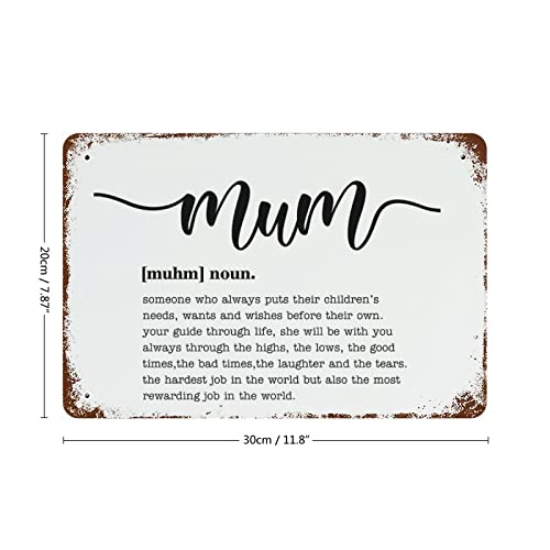 Funny Noun Definition Of Mum Metal Signs Funny Quote Saying Plaque Tin Sign Patio Signs And Decor Outdoor Vintage Bar Decor 8"X12" Christmas Party Wall Decor Art Iron Vintage Sign #TOP1