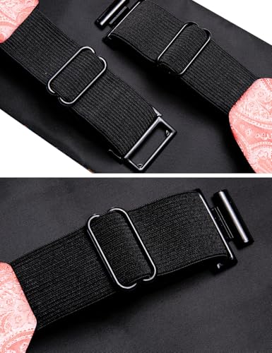 Image of Barry.Wang Men Silk Paisley Cummerbund and Pre-tied Bowtie Handkerchief Cufflink Set for Tuxedo