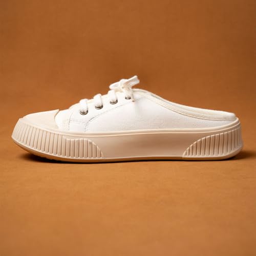 Image of Theater Women Elves Lace-Up Mule Sneakers | Canvas Upper with Cushioned Sole | Lightweight Comfort for Casual & Travel Styling