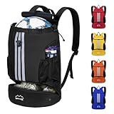 Mochila de Futbol con Zapatillero Impermeable Mochila Deporte con Separador Seco-Húmedo Mochila Multifuncional para Baloncesto Balonmano Voleibol Playa Piscina Yoga Baile Gimnasio Bolsa Cuerdas
