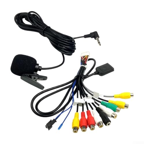 Besttoolifes Adaptador de audio con ranura para tarjeta SIM de coche de 20 pines con micrófono externo de 3,5 mm, cable de arnés de audio negro ABS compatible con estéreo de coche Android y radio de
