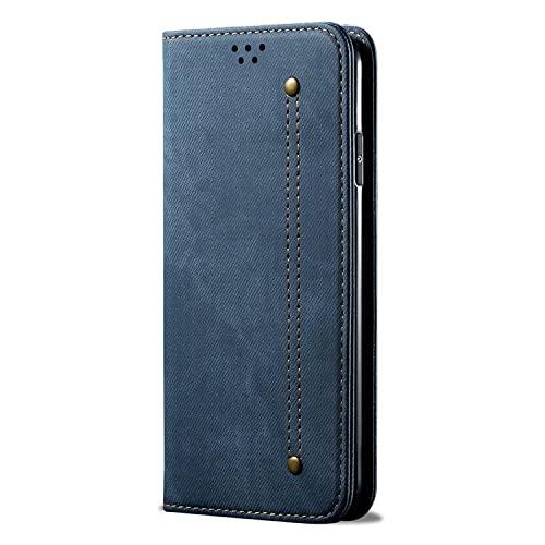 Coque pour iPhone SE 2020 7 8 Plus étui à rabat bleu anti-chute en denim