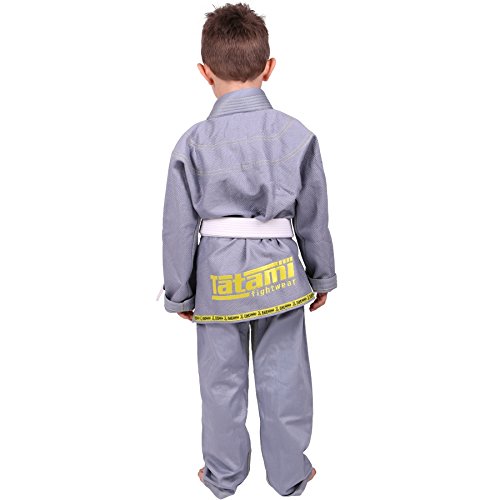 Tatami Fightwear Meerkatsu Kids Animal Jiu Jitsu Gi, 425GSM Jacket, Twill BJJ Pants, and White Belt, Gray, M0