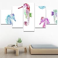 SIGNWIN 5 Panel Canvas Wall Art Modern Art Decorative Elements Fun Illustration Illustrations Kids Multicolor for Home Decorations Ready to Hang - 60