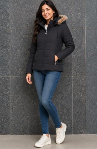 Image of SANE ORIGINALS Winter Jacket for Women with Detatchable Hoodie Cap || Lightweight Full Zipper Regular Fit Warm Jacket for Ladies
