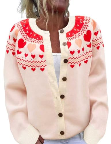 Image of Women's Funny Fall Winter Animal Floral Christmas Tree Long Sleeve Button Knit Cardigan Sweater