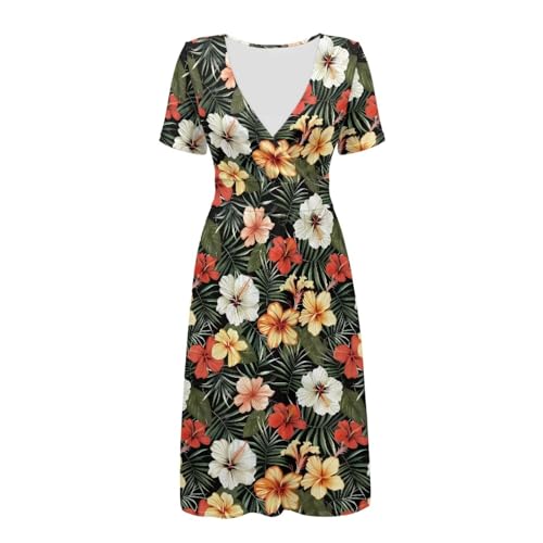 Image of Women's Summer Formal Dresses Short Sleeve Wrap V Neck Dresses Bridesmaid Wedding Guest Dress with Pockets