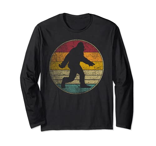 Bigfoot Shirt Sasquatch Vintage Retro Estilo Divertido Regalo Idea Manga Larga