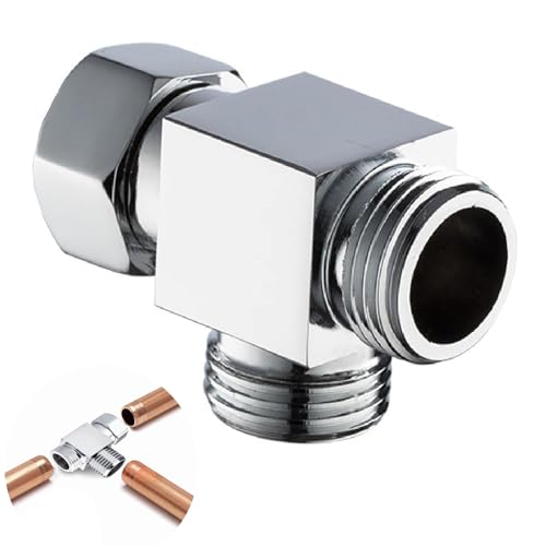 Adaptateur en Forme de T en Laiton à 3 Voies,Raccord de Tuyau à 3 Voies Toilette Système de Douche Universel Composant Pièce de Rechange pour la Salle de Bain et la Cuisine