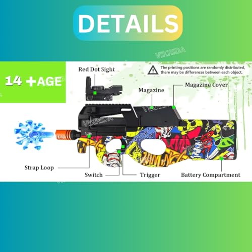 Image of VikriDA Small Balls Gun & Foam Blaster for Outdoor Activities Shooting Time with Small Balls for Adult Original Airsoft Gun Automatic - P90