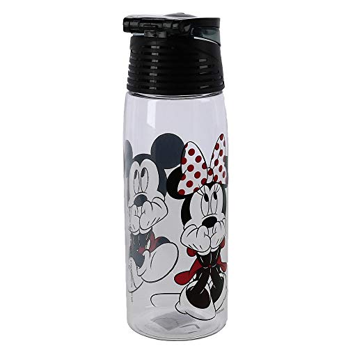 Jerry Leigh Disney Mickey And Minnie Mouse Acrylic Flip Top Water Bottle, Clear #TOP1
