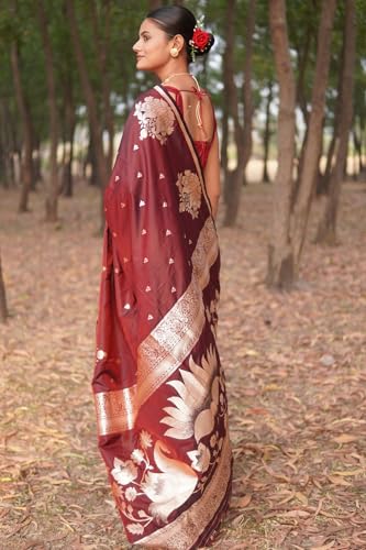 Image of SGF11 Women's Kanjivaram Pure Soft Silk Saree With Unstitched Blouse Piece