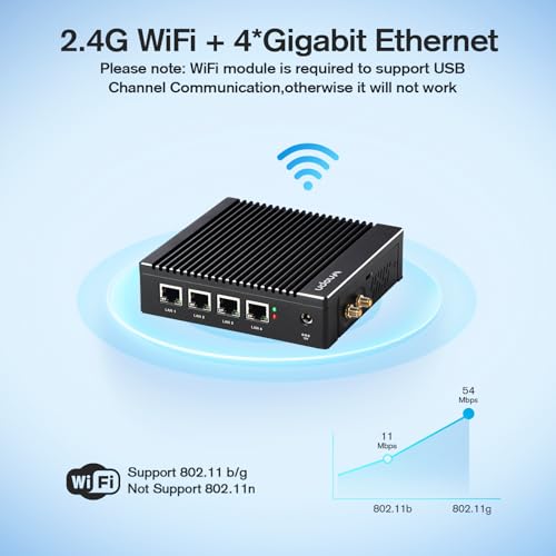 Sharevdi Fanless Firewall Appliance Intel N3710 4C/4T, Firewall Mini PC 4 x Intel i226 LAN Ports DDR3 SSD, Network Gateway Soft Router, Support P-F-Sense AES NI HD/VGA/Wi-Fi (8G 64G) by Sharevdi - Image 6
