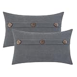 HWY 50 Grey Gray Throw Pillow Covers 12x20 inch for Couch Sofa Bed Living Room, Chenille Soft Solid