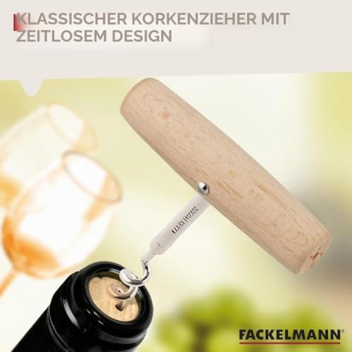 Foto von Fackelmann 31084 Korkenzieher Fair aus Buche/Metall, Holz, Beige/Silber, 11 x 7.9 x 2 cm