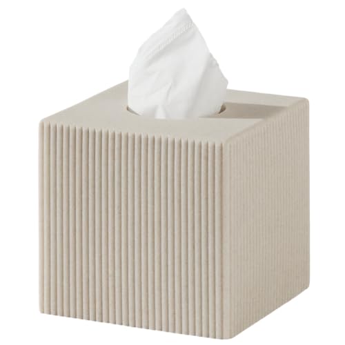 Haocoott Tissue Box Cover Square,Facial Tissue Holder,Pinstripe Beige