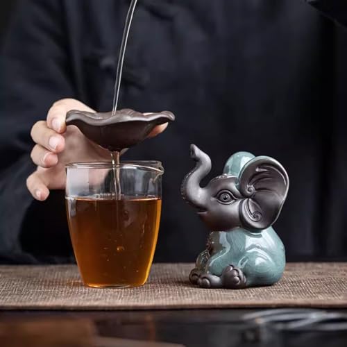 Elefante de cerámica para té: mascota de té creativa para decoración de escritorio 4