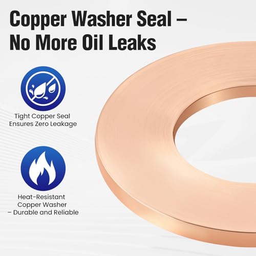 M14x1.5 Magnetic Oil Drain Plug – Strong Magnet Traps Metal Debris to Help Protect Your Engine, Leak-Free Stainless Steel Oil Pan Drain Plug with Extra Copper Washers