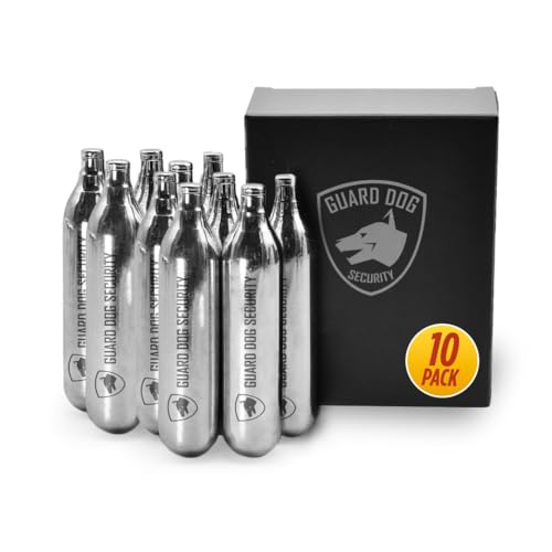 Guard Dog Security 8 Gram / 12 Gram Co2 Cartridges, Non-Threaded, CO2 cartridges BB Gun, CO2 BB Pistol, CO2 Airsoft Pistol, and CO2 Paintball Markers, Snug fit, Solid Seal (8G-10PC)