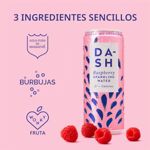 Miniatura 3 de Agua Dash Frambuesa- 12 X Agua Mineral Natural Con Gas Sabor Frambuesa- Sin Azúcar, Sin Edulcorantes, Sin Calorías - 12 Latas X 330ml