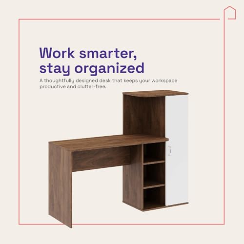 Image of Wakefit Study Table | 1 Yr Warranty | Study Table with Book Shelf, Computer Table for Home Pc, Office Table for Home, Free Installation from Brand, Modern Wobble-Free & Durable Design (Avenor-CW)