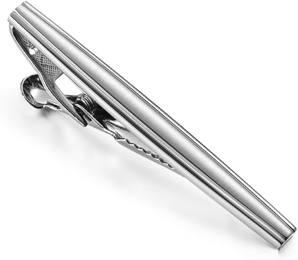 Men's Tie Clip Silver Brushed Finish Business Professional
