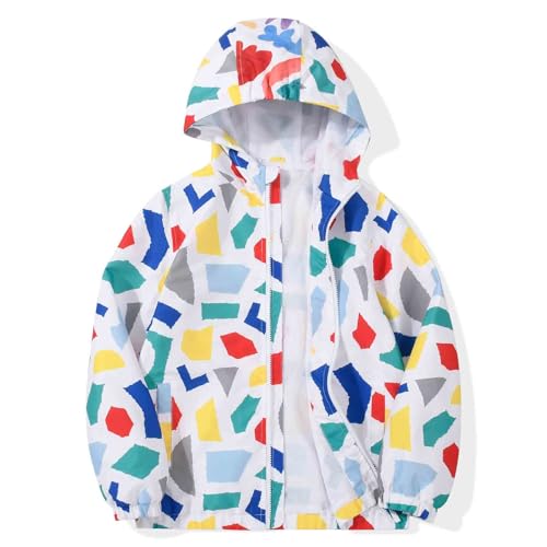 Image of SUNDAY ROSE Girls Windbreaker Jackets Lightweight Water Resistant Coat Outwear with Hooded for Kids