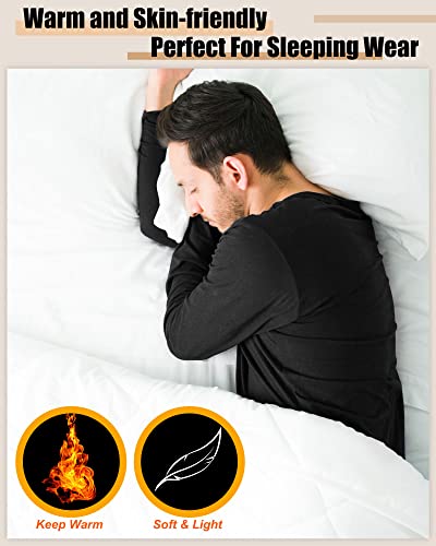 Jecery 4 Set Thermal Underwear for Men Cotton Long Underwear Soft Warm Men\'s Thermal Bottoms and Tops Set for Winter(Black,X-Large) - Thumbnail 3